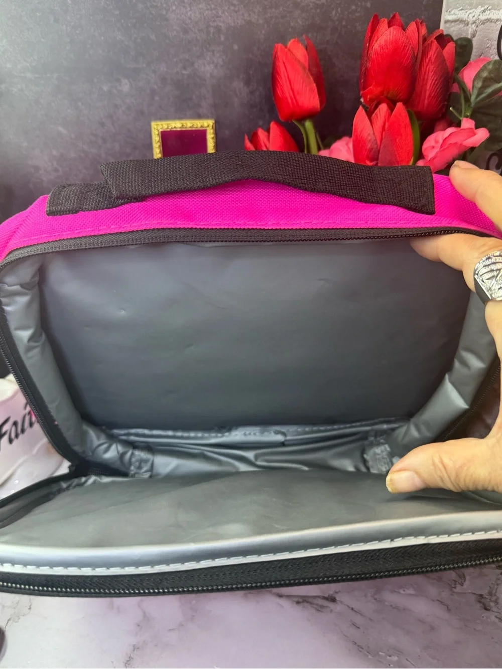 Puma Bright Pink Cosmetic Case with Black Logo or Lunchbox